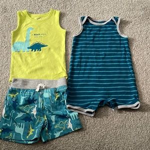 Carter's Baby Boys "A-Roar-Able Little Fella" Dinosaur 3-Piece Shirt/Shorts Set